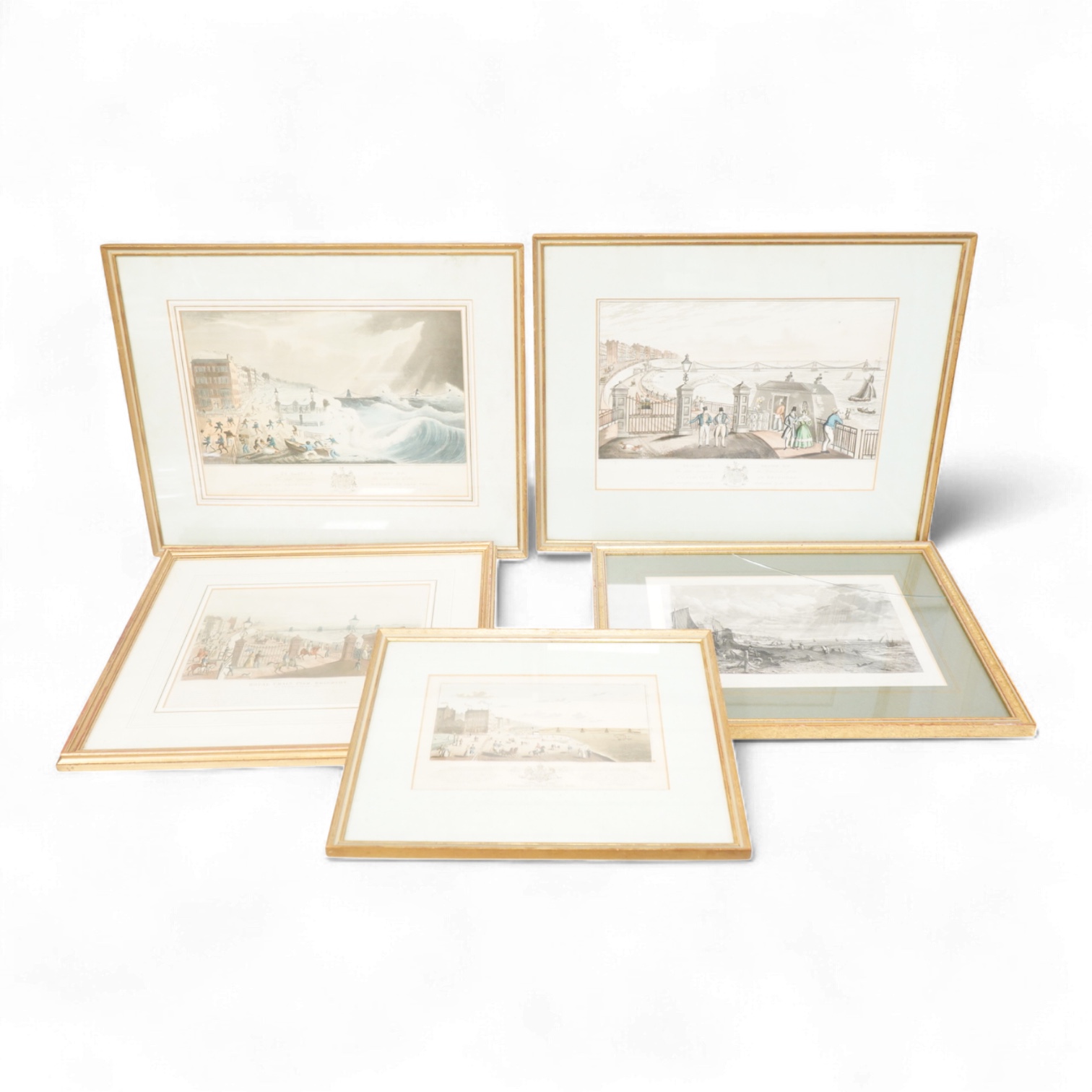 A collection of Brighton interest prints, 19th century and later relating to the Chain Pier, to include: After I. Bruce, The Entrance of The Chain Pier, engraving and one after John Constable, each framed, largest 28 x 3